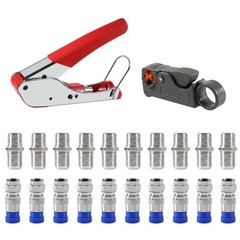 Coax Cable Crimper Coaxial Compression Tool Kit Wire Stripper with F RG6 RG59