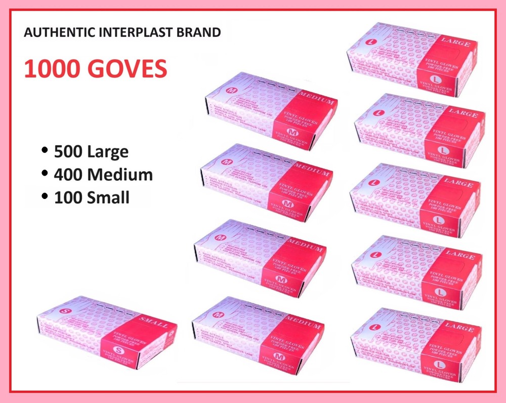 Interplast FOOD SERVICE HANDLING Vinyl Gloves Disposable 1000 sets POWDER FREE