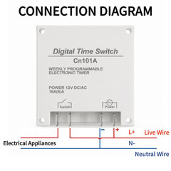 DC 12V Digital LCD Weekly Timer For Programmable Relay Switch 16A 17 On/Off