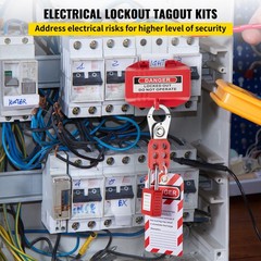 VEVOR 42PCS Lockout Tagout Kit Red Safety Padlocks Circuit Breaker Lockout Hasps