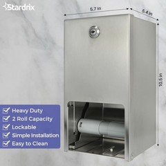 STARDRIX 2 Roll Stainless Steel Commercial Toilet Paper Dispenser, Heavy Duty