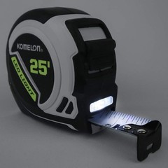 Komelon LED Light Tape Measure, White/Black – 25ft. – 25LED 7.6 m,