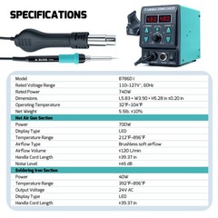 YIHUA 8786D-I Dual LED Digital Soldering Station with Hot Air Desoldering Rework