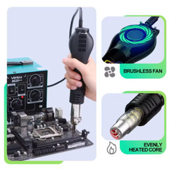 YIHUA 862D++ Soldering Station 750W Digital 2-in-1 Hot Air + Iron Rework Station