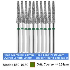 Vakker Dental Round End Taper FG Diamond Bur 850-018C Coarse 10/pk