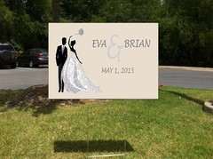 Wedding Reception Marriage Gray Bride Groom Custom Plastic Yard Sign w/ Stakes