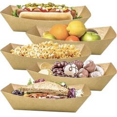 Kraft Paper Food Tray Boat Brown Disposable Serving Trays 2 Lbs, 3 Lbs, 5 Lbs