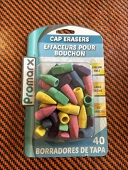 Vtg Promarx 40 Count Cap Erasers Pencil School Office Neon Colors New