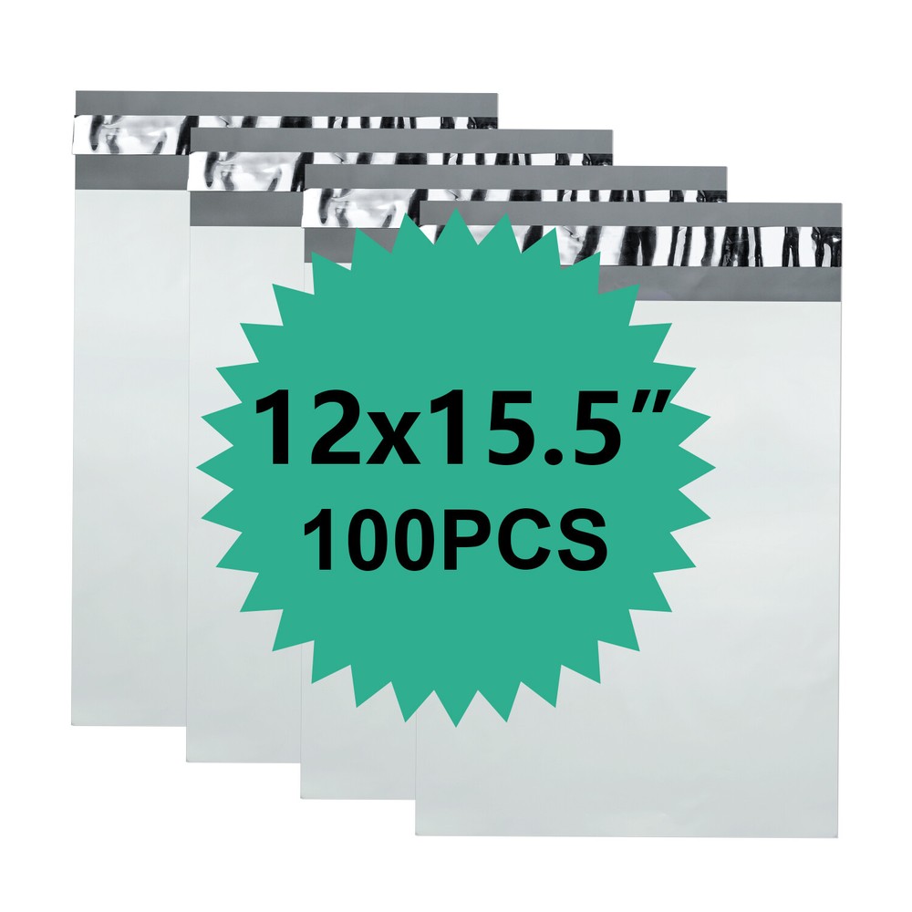 100 Poly 12×15.5 White Poly Mailers Shipping Envelopes Mailing Bags 2.5 Mil