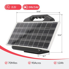 S2500 2.2 Joule Solar Fence Charger, 60 Miles Solar Electric Fence Charger for