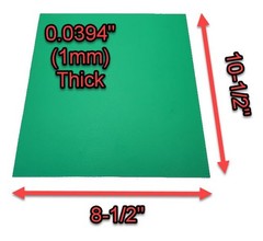 Green ABS Plastic Sheet 0.0394″ (1mm) x 8-1/2″ x 10-1/2″, Qty 4