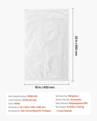 VEVOR Empty Sandbags 100 Packs 16×26 in Heavy Duty Sand Bags 50lb Capacity