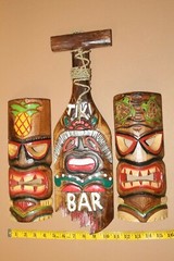 Restaurant Tiki Decor Handmade Wood Tiki Masks Tropical Colors Salty Pirates 3