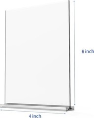 4×6 Inch Clear Acrylic Sign Holder, Display Stand, Plastic Card Holder for Bu…