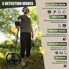 Professional Metal Detector for Adults,12″ IP68 Waterproof Search Coil with L…