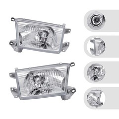 Pair Glass Headlights 4Runner 1996-2002 Clear Lens White Housing 81110-35320