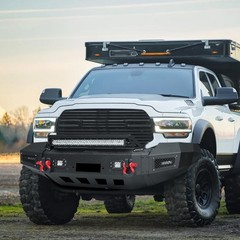 Front Bumper 2019-2024 2500 3500 Winch Plate LED Lights D-Rings Offroad Black