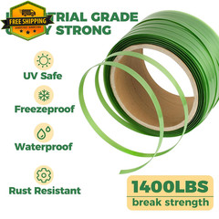 Green Polyester PET Strapping Roll 500ft 5/8 Inch 1400 lbs Self Dispensing Box
