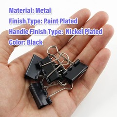 40 Pack 1 Inch / 25mm Binder Clips Black Paper Clips Medium Binder Clips Metal P