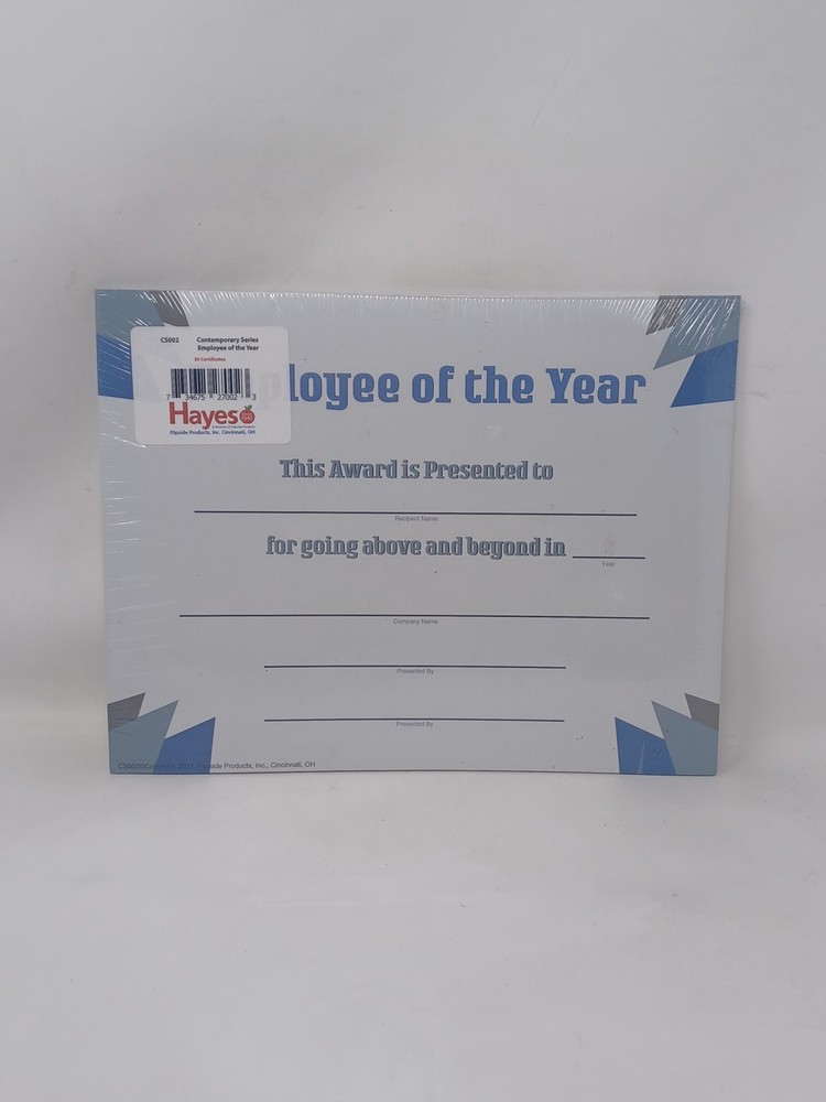 Contemporary Series Employee Of The Year Certificate 30 Certificates