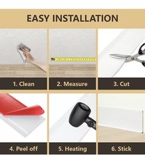 Vinyl Wall Base Baseboard Molding Trim 4″x 20FT Flexible Self Adhesive White