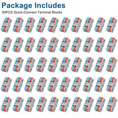 50 PCS Lever Wire Connectors Kit Push-In Quick Splice Terminal Blocks 24-12 AWG