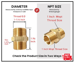 1 Inch Male NPT x 1 Inch Male NH/NST Brass Hex Fire Hose / Hydrant Adapter