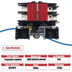 200A Automatic Transfer Switch for 200 Amp Generators, 250V Assembly