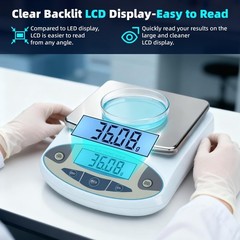 High Precision Digital Analytical Balance 5000g x 0.01g – Lab Scale for Kitchen,