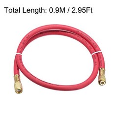 Charging Hose Tube 0.9M Length 1/4 SAE Thread 500PSI for AC Refrigeration Red
