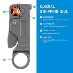 Cable Stripper Coaxial Wire Coax Stripping Tool RG6 RG11 RG58 RG59 Universal