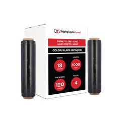 Black Hand Plastic Stretch Wrap 18″ x 1000′ x 120 Ga Packing Material Film 4 Rls