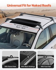 Roof Rack Cross Bars, Universal Fit for Naked Roofs Without Raised Rails/Flush R