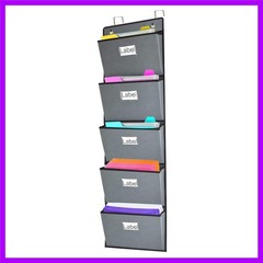 Over the Door Hanging File Organizer 5 Extra Large Pockets Wall Hanging File …