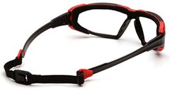 Pyramex Highlander Safety Eyewear, Clear Anti-Fog Lens With Black/Red Frame