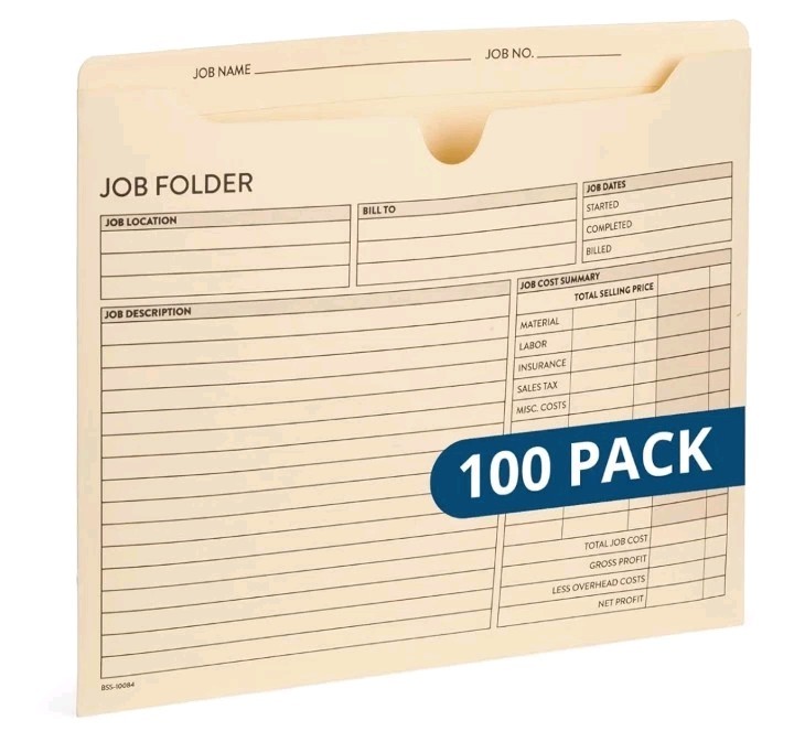 100 Blue Summit Supplies Job Folders Construction, 10 x 12 Inches, Project…