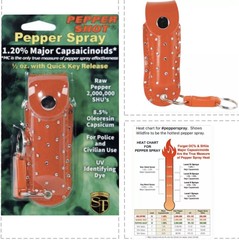 ULTRA HOT HOT Police Pepper Spray .50oz LEATHER Keychain Women Self Defense NEW