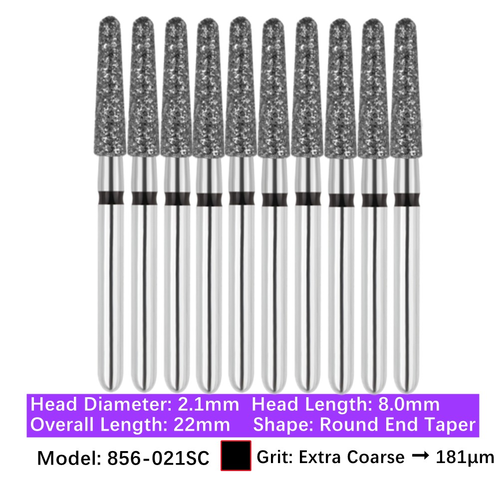 Vakker Dental Round End Taper FG Diamond Bur 856-021SC Super Coarse 10/pk