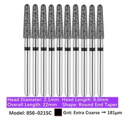 Vakker Dental Round End Taper FG Diamond Bur 856-021SC Super Coarse 10/pk