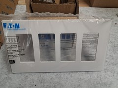 NEW Lot of 5 EATON PJS264W Decorator Screwless Wallplate, 4-Gang, White, Plastic
