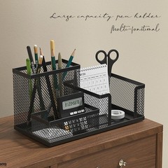 Black Mesh Desk Organizer Pen Pencil Holder Office Supplies Storage Caddy