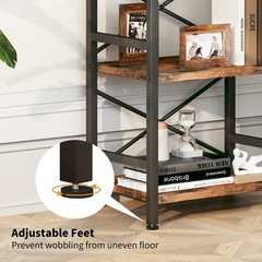 Homeiju Bookshelf 3 Tier Industrial Bookcase Metal Small Bookcase Rustic