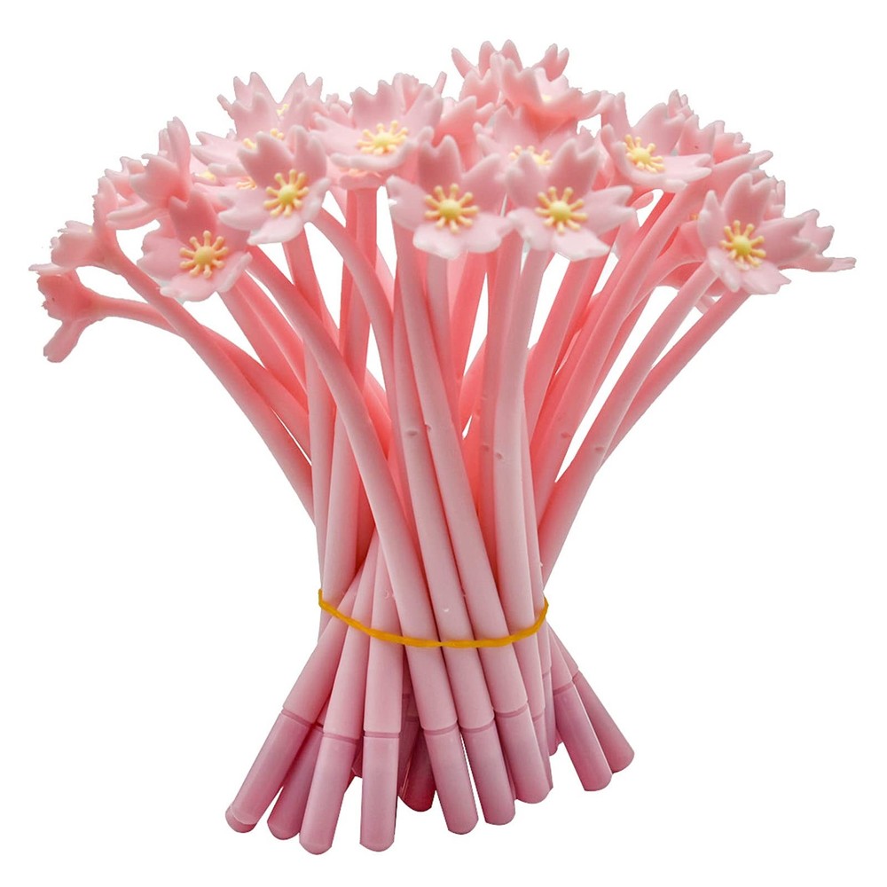 35 PCS Cherry Blossom Gel Pen Romantic Flower Pen Soft Silicone Black Ink for…