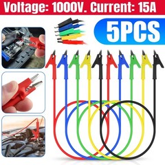 5Pcs Alligator Clips Electrical Test Leads Set 30V 15A Jumper Wires Cables Set