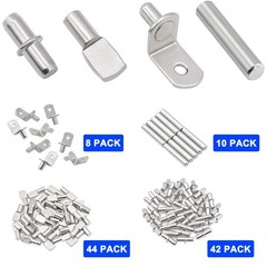 104Pcs Shelf Pins Kit,4 5mm to 6.35mm (1/4 inch) x 7.5mm 25mm, silver