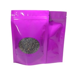 Reclosable Zipper Purple Mylar Foil Stand Up Freeze Dried Candy Window Bag Pouch