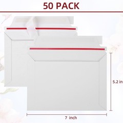 7″ x 5.2″ Rigid Envelopes, 300GSM Thickened White 5×7 Seal Mailers, Stay Flat…