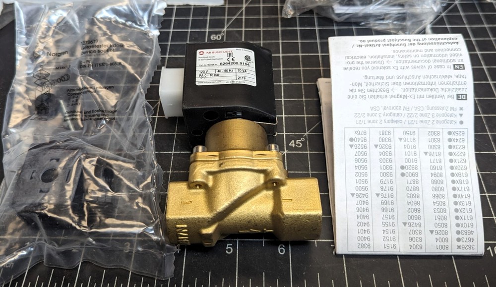 Brass Direct Acting Solenoid Valve, 1/2″ NPT Natural Gasses & Liquid Fuels [B3B3