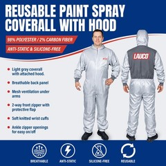 LAUCO Reusable Paint Spray Coverall with Hood, Anti-Static Silicone-Free