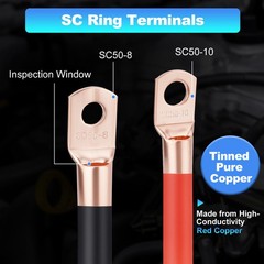40FT 1/0 AWG Battery Cable 1/0 Gauge Wire Copper Clad Aluminum w/Fuse Holder